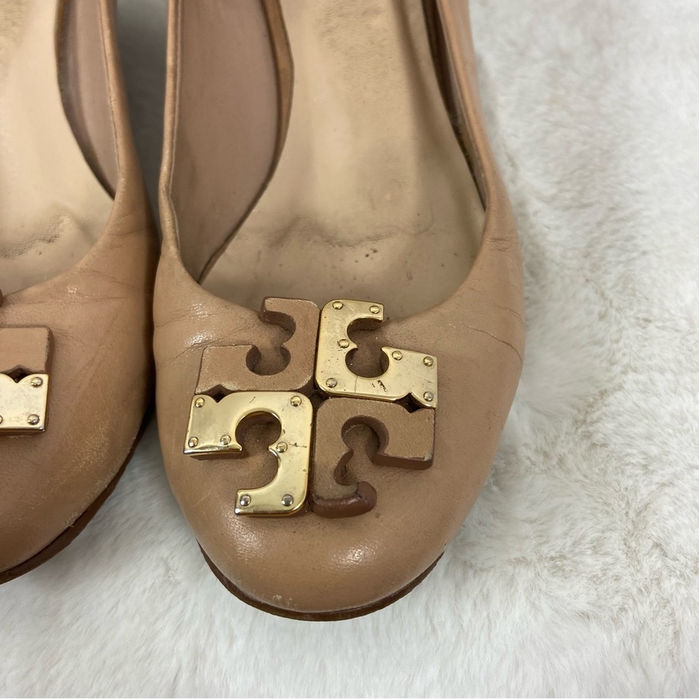 TORY BURCH Lowell New Logo Wedge Pump, Natural Blush. 7M - Picture 14 of 16